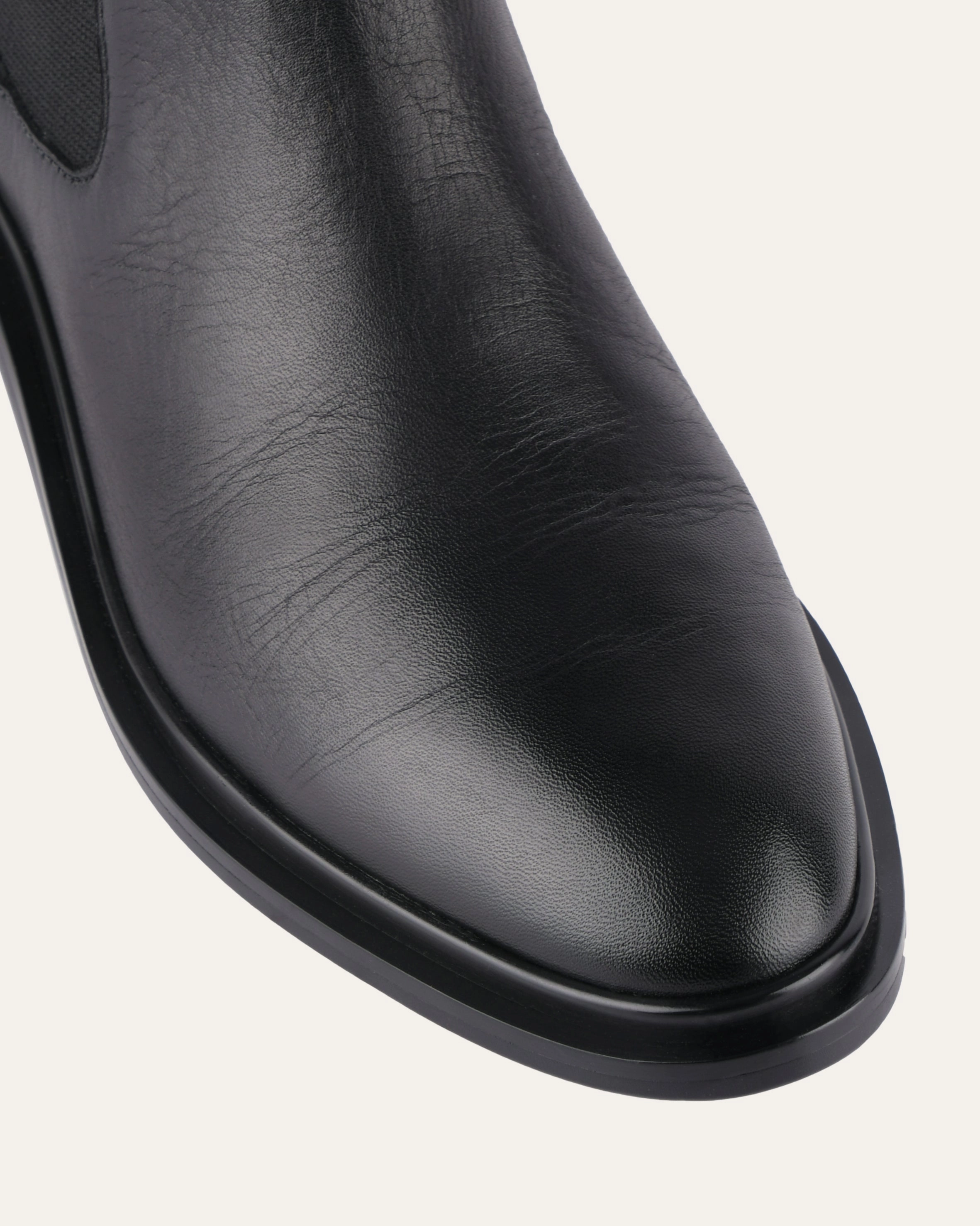 Tailored Utility Melrose Flat Ankle Boots Black Leather