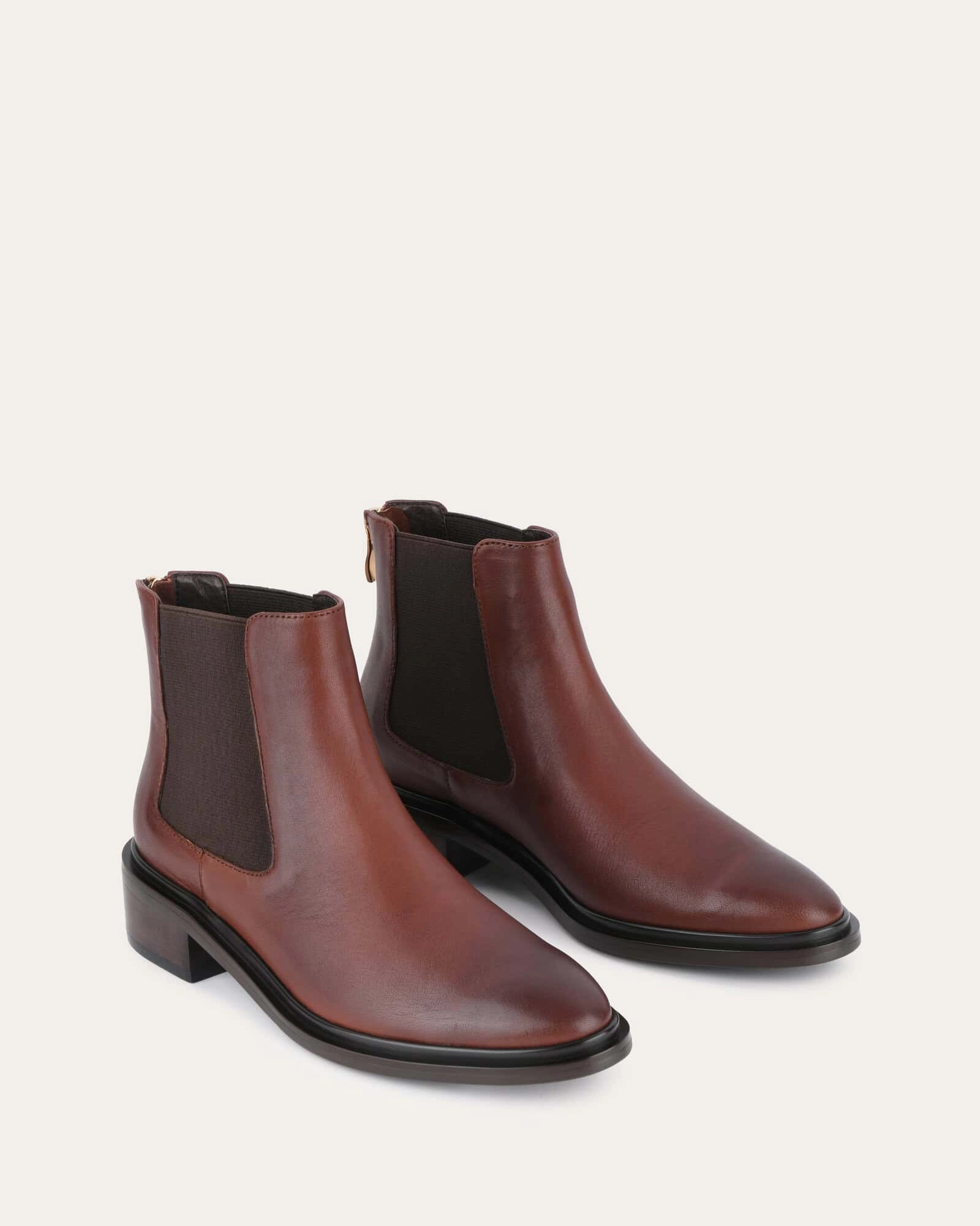Melrose Flat Ankle Boots Chestnut Leather Curated For Motion
