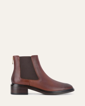 Melrose Flat Ankle Boots Chestnut Leather Premium Feel Layer Your World