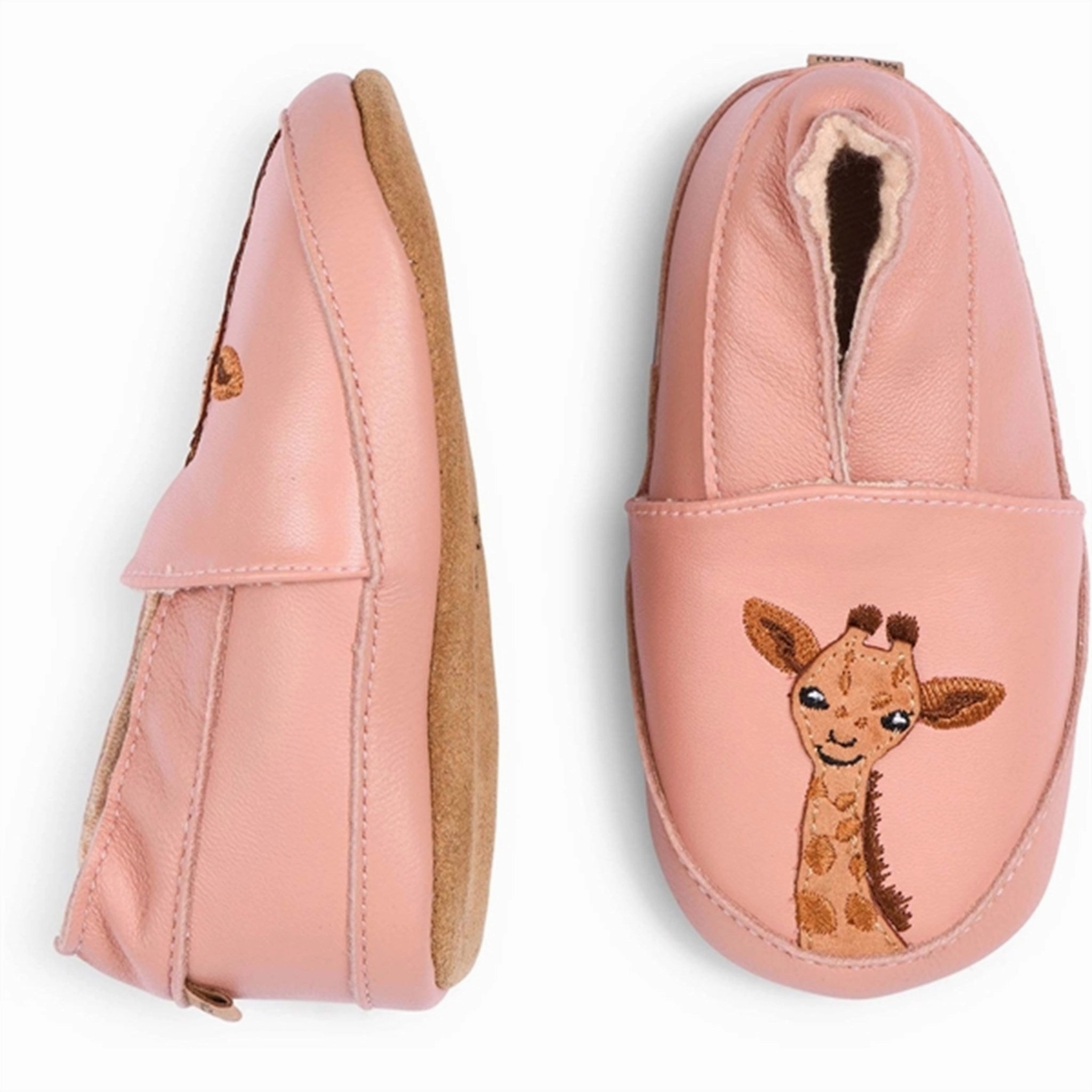 Refined Presence Melton Giraffe Leather Slippers Rose Dawn