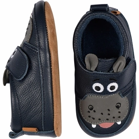 Melton Hippo Leather Slippers Marine Your Livewear