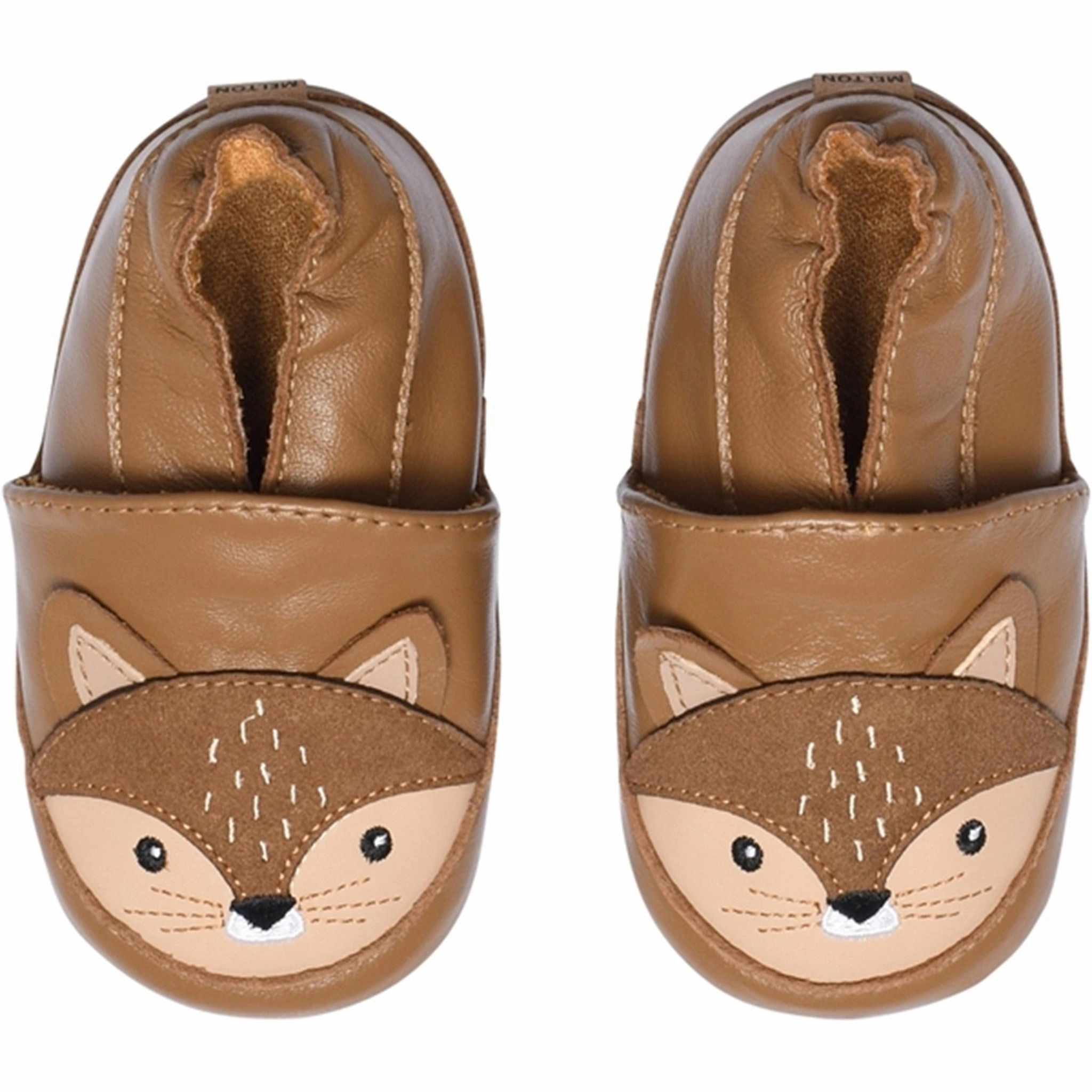 Subtle Impact Melton Leather Slippers With Squirrel Cognac