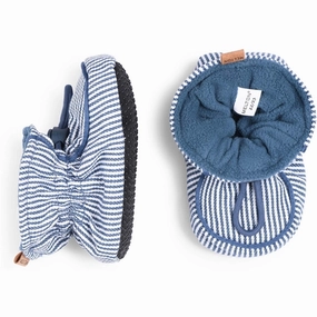 Bold Minimal Melton Striped Textile Slippers Dark Demin