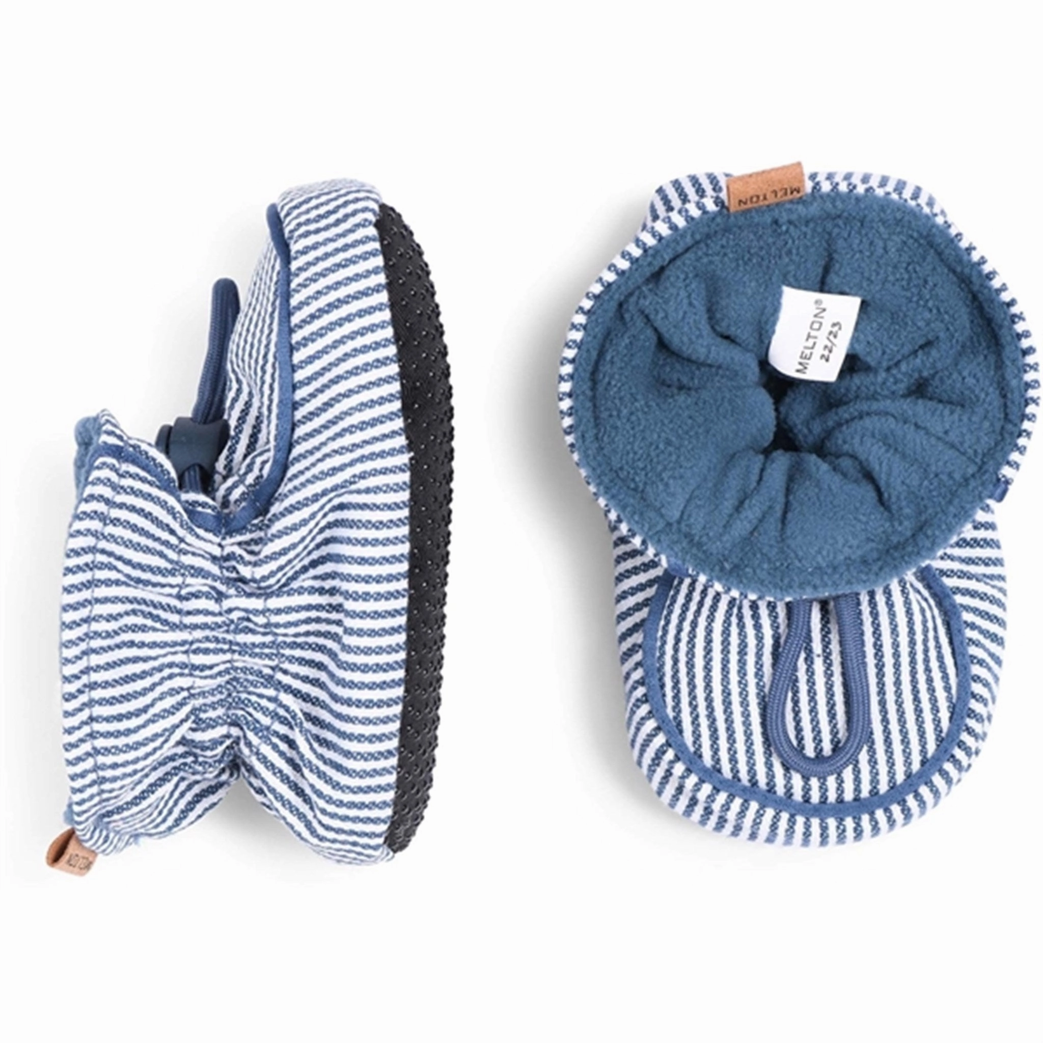 Bold Minimal Melton Striped Textile Slippers Dark Demin