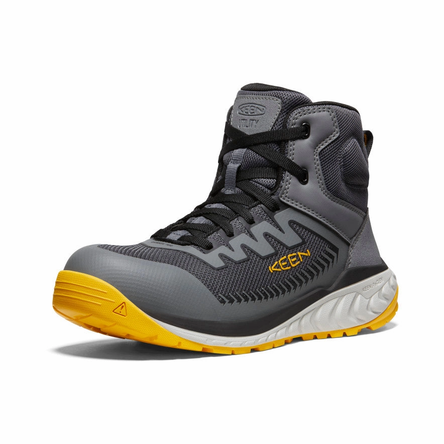 Next-Level Casual Crafted For Presence Men'S Arvada Mid Work Sneaker (Carbon Toe)  |  Black/Keen Yellow
