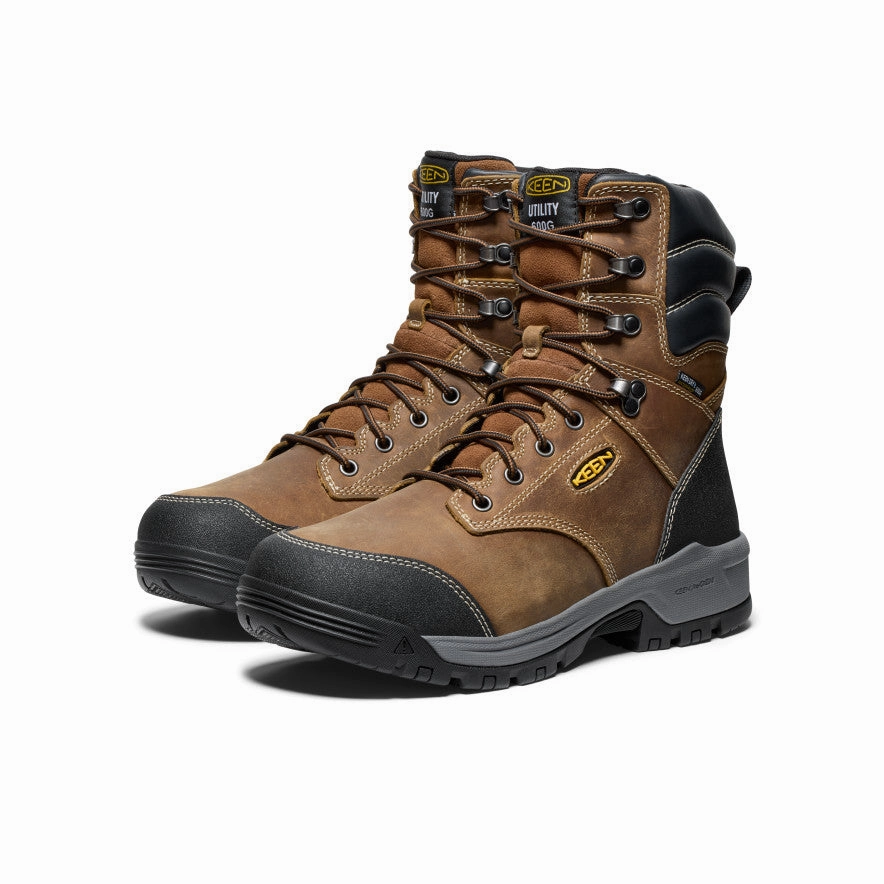 Timeless Motionwear Designed For Pace Men'S Evanston 8" Insulated Waterproof Boot (Soft Toe)  |  Bison/Black