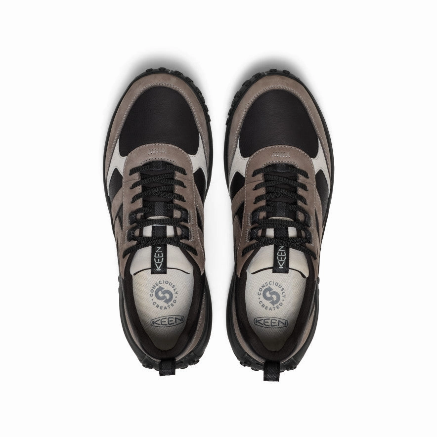 Men'S Ks86 Leather Sneaker  |  Black/Steel Grey Refined Urbanism