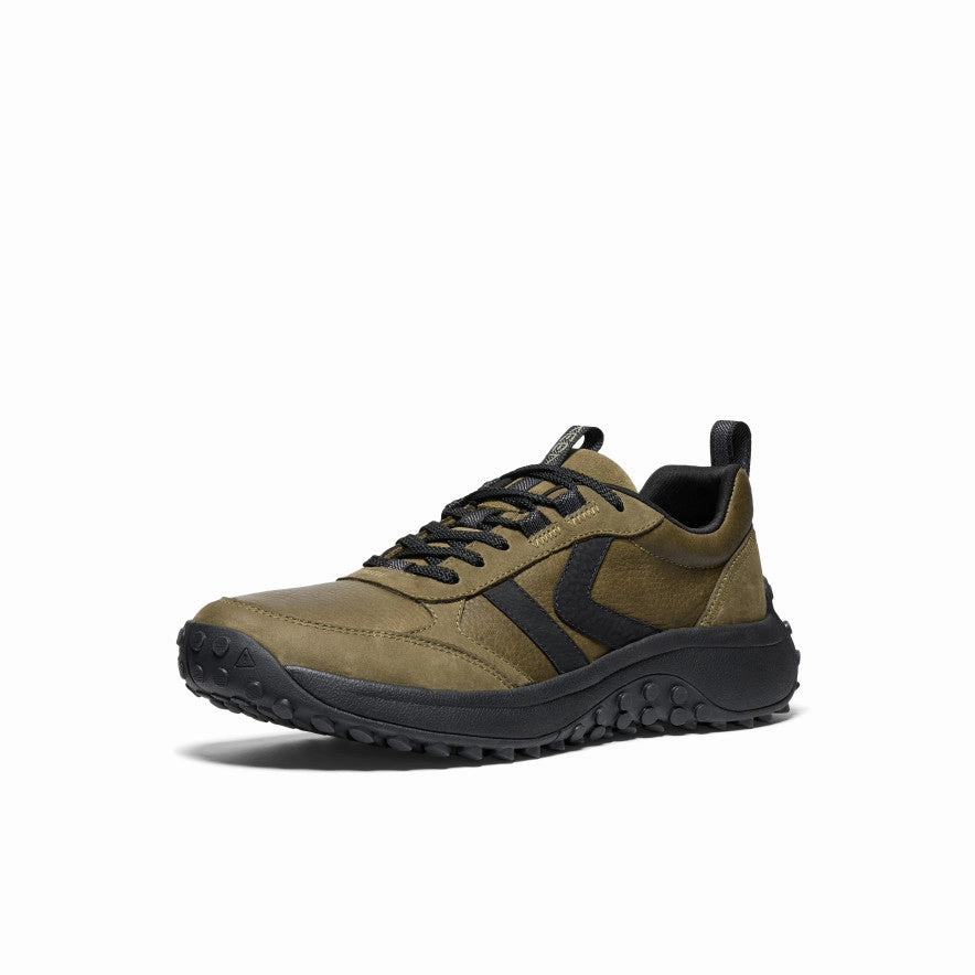 Sleek Presence Men'S Ks86 Leather Sneaker  |  Dark Olive/Black