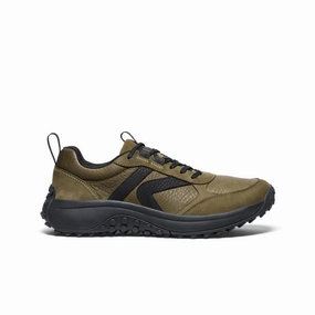 Function With Style Active Ease Men'S Ks86 Leather Sneaker  |  Dark Olive/Black