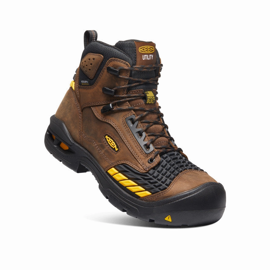 Low-Profile Style Layered Utility Men'S Troy 6" Waterproof Boot (Carbon Toe)  |  Dark Earth/Black