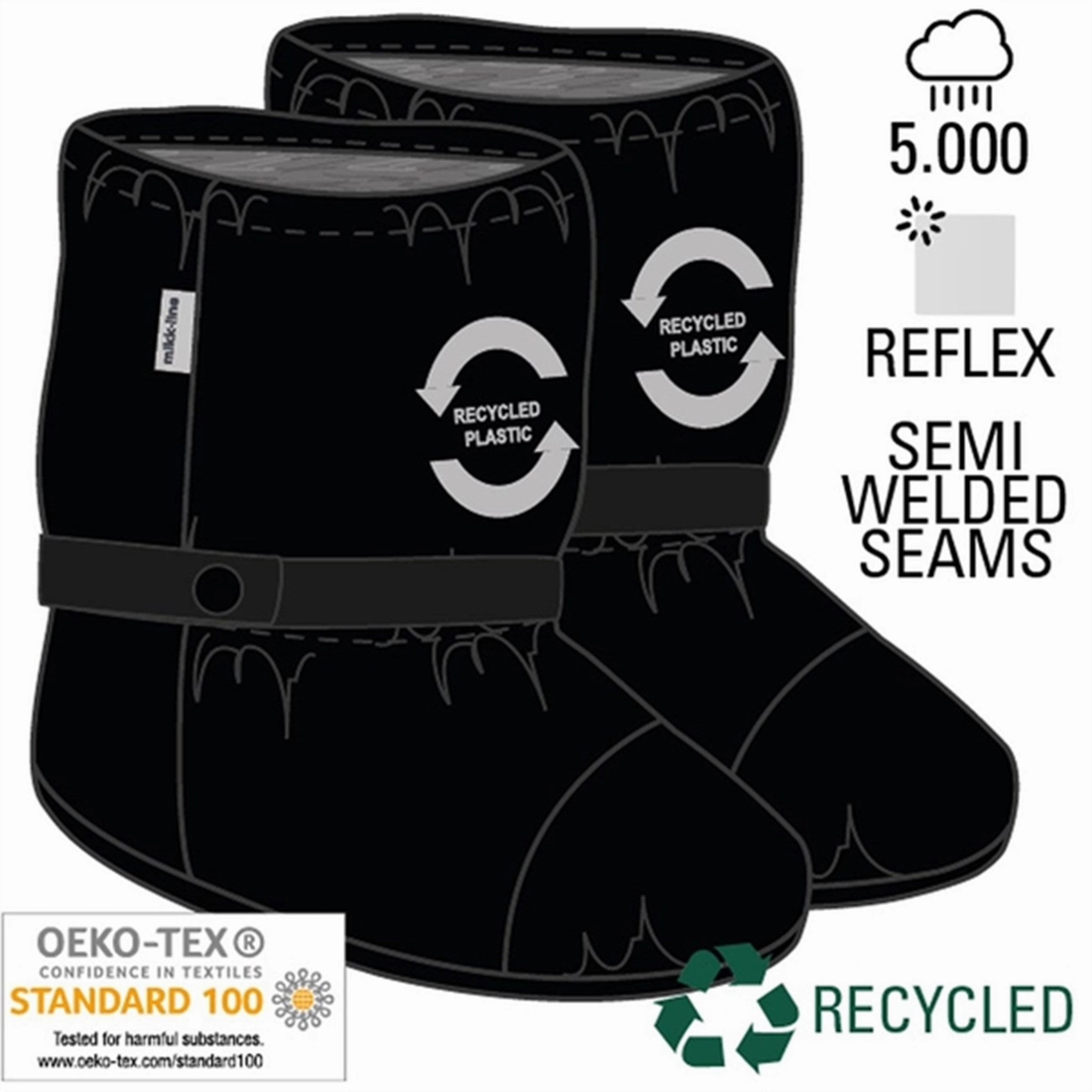 Mikk-Line Rain Footies W. Fleece Black Hybrid Aesthetic