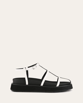 Mina Flat Sandals White Multi Precision Layers