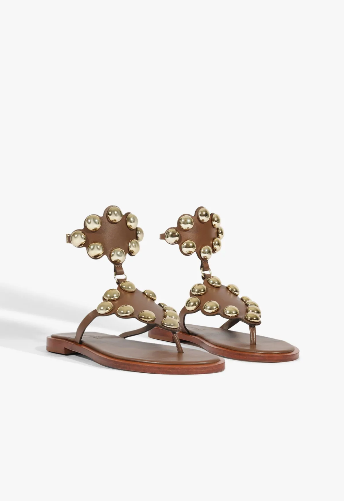 Iconic Minimalism Mist Brown Leather Flat Sandal