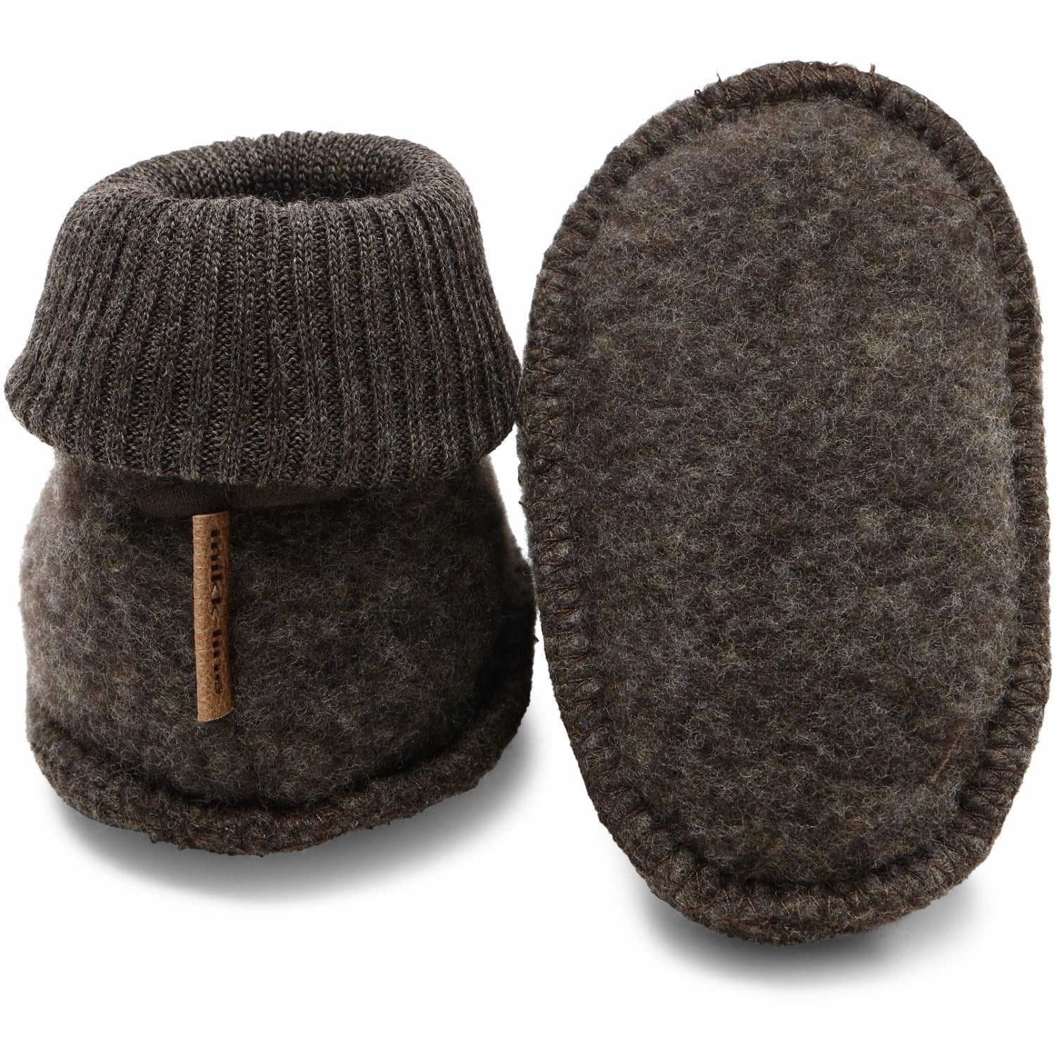 Mikk-Line Dark Brown Melange Wool Footies Refined Structure Easy Essential