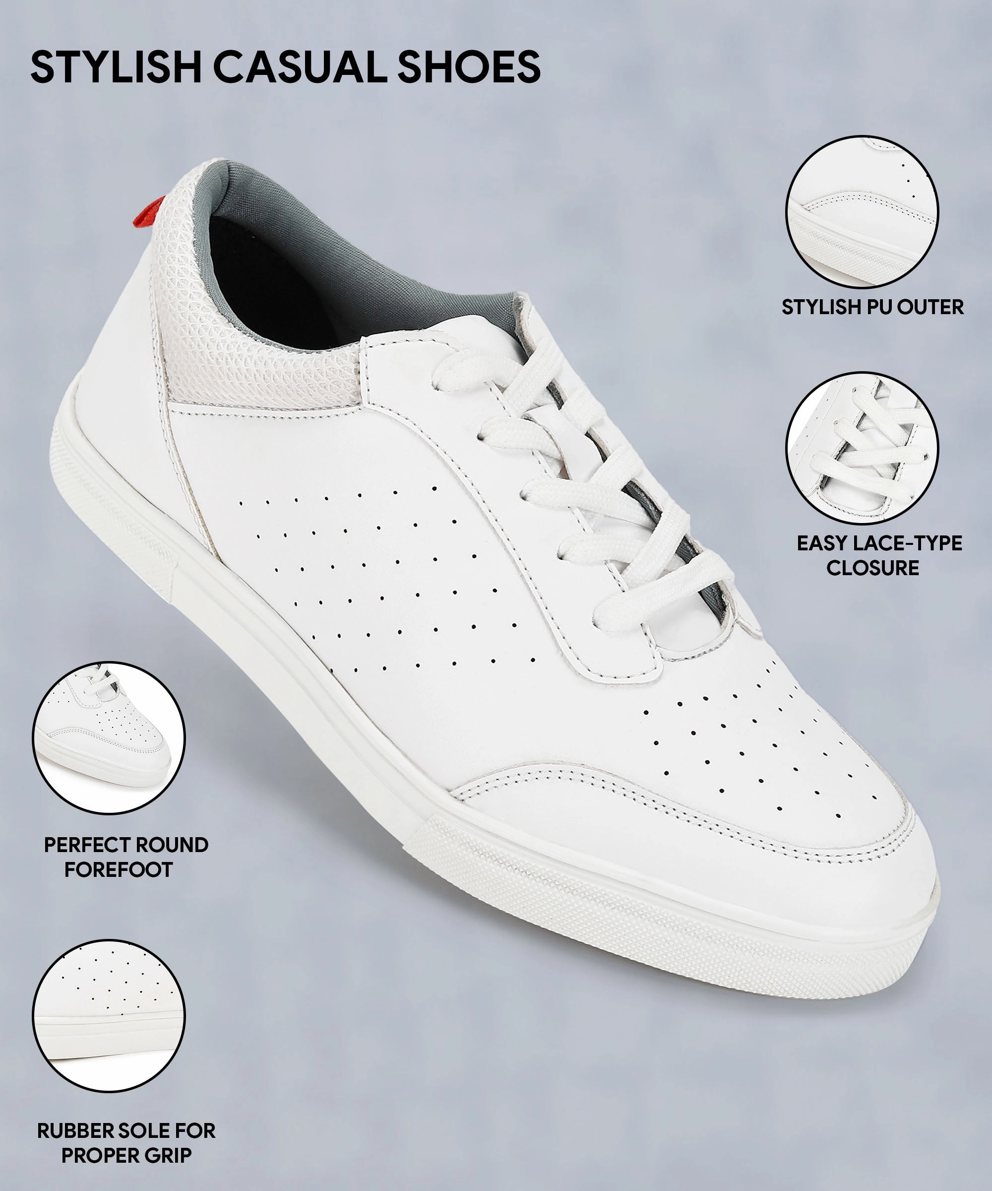 Essential Drop Engineered Casual Paragon Max K1013G Men Casual Shoes | Stylish Walking Outdoor Shoes For Everyday Wear | Smart & Trendy Design  | Comfortable Cushioned Soles White