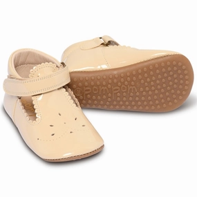Ease In Motion Wear Your World Pom Pom Indoor Shoes Ballerina T-Bar Sand Patent