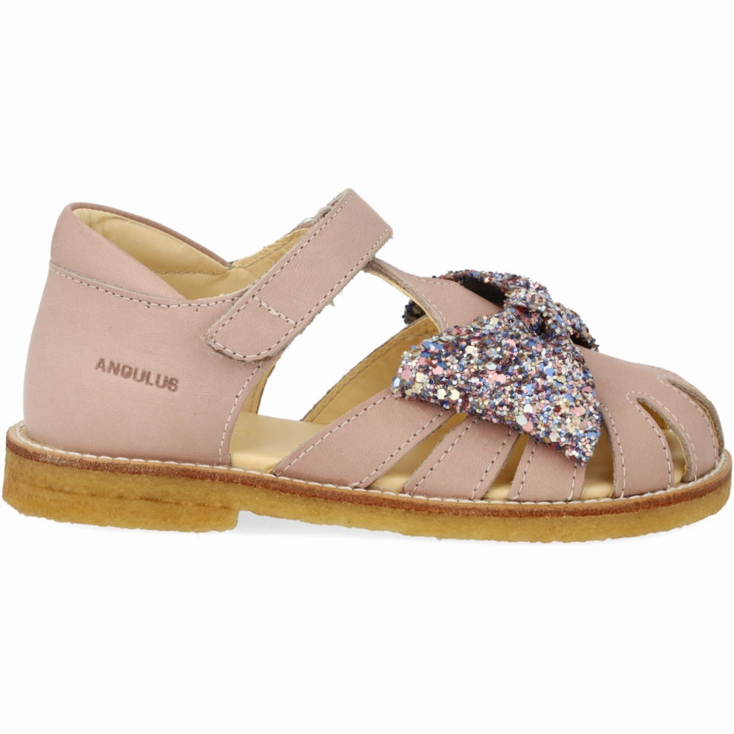Angulus Rosebud/Pastel Multi Glitter Sandal Med Glittersl?Jfe Og Velcro Closure Inspired By Rhythm Balance Meets Style