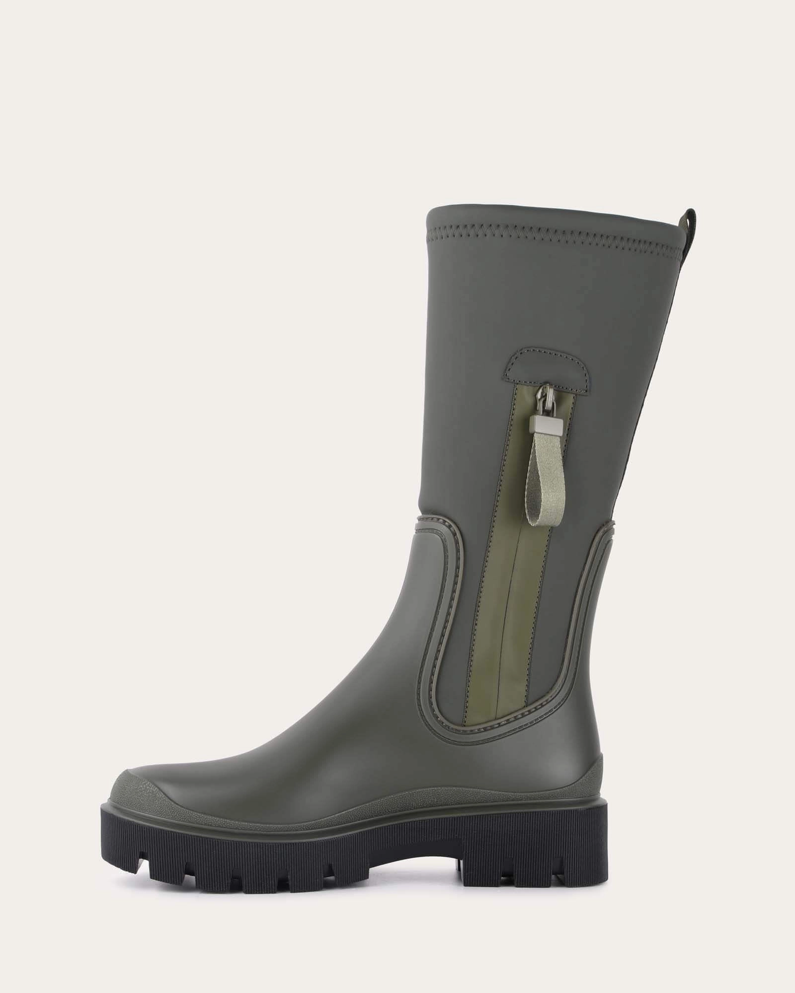 Mink Calf Boots Khaki Rubber Calm In Motion