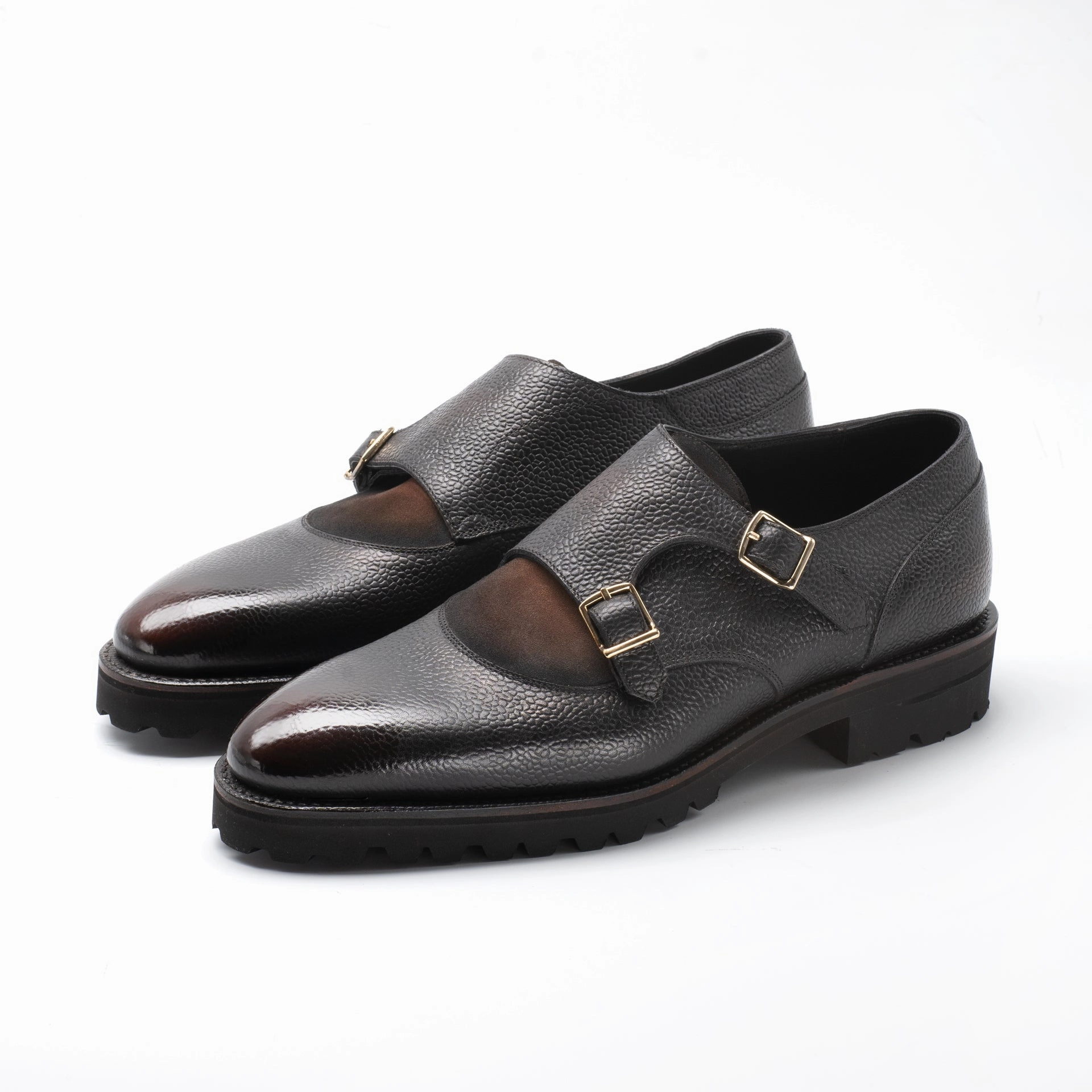 Miquel Decon Double Monk Shoe - Espresso Handmade Patina Unisex Rhythm