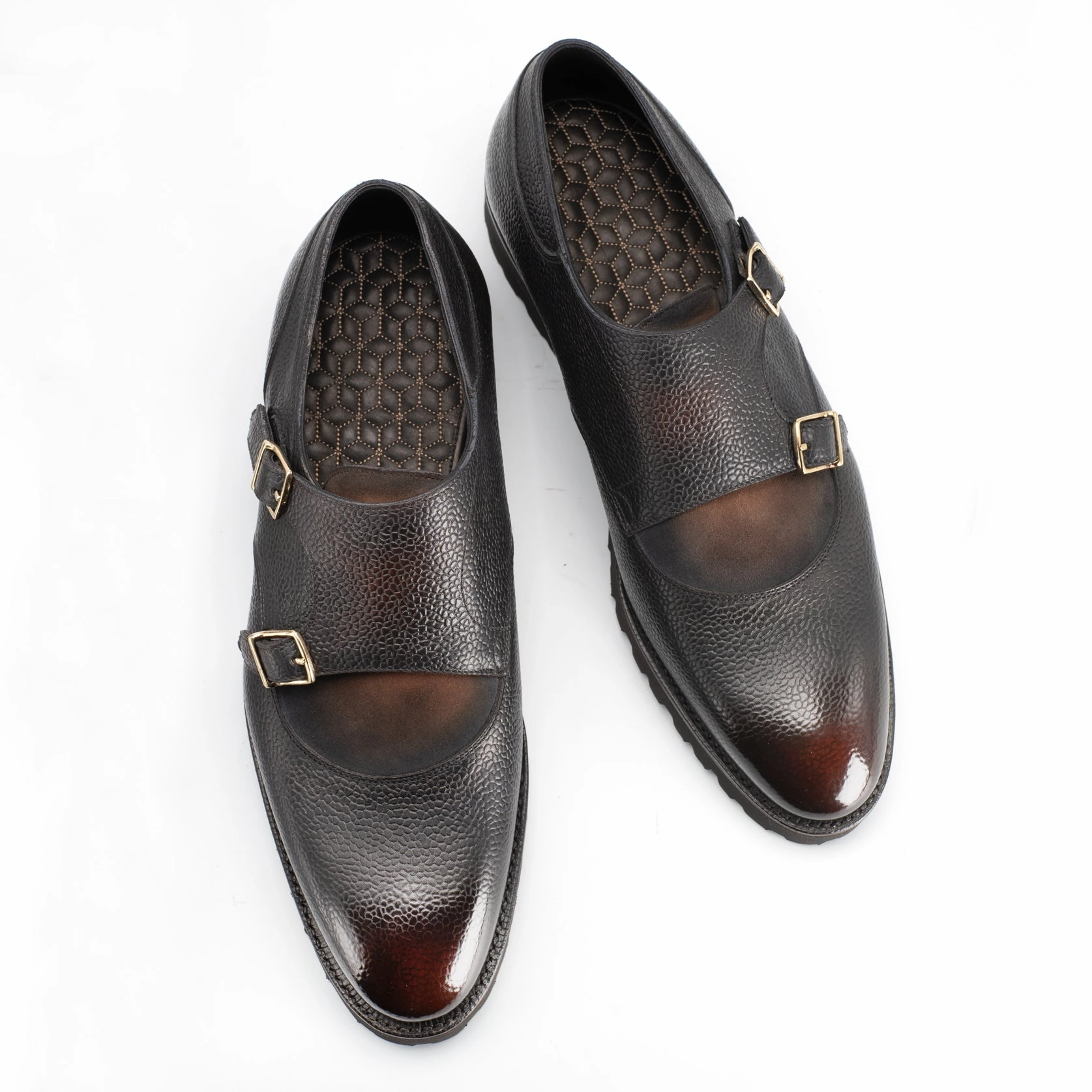 Feel-Based Fashion Modern Movement Gear Miquel Decon Double Monk Shoe - Espresso Handmade Patina