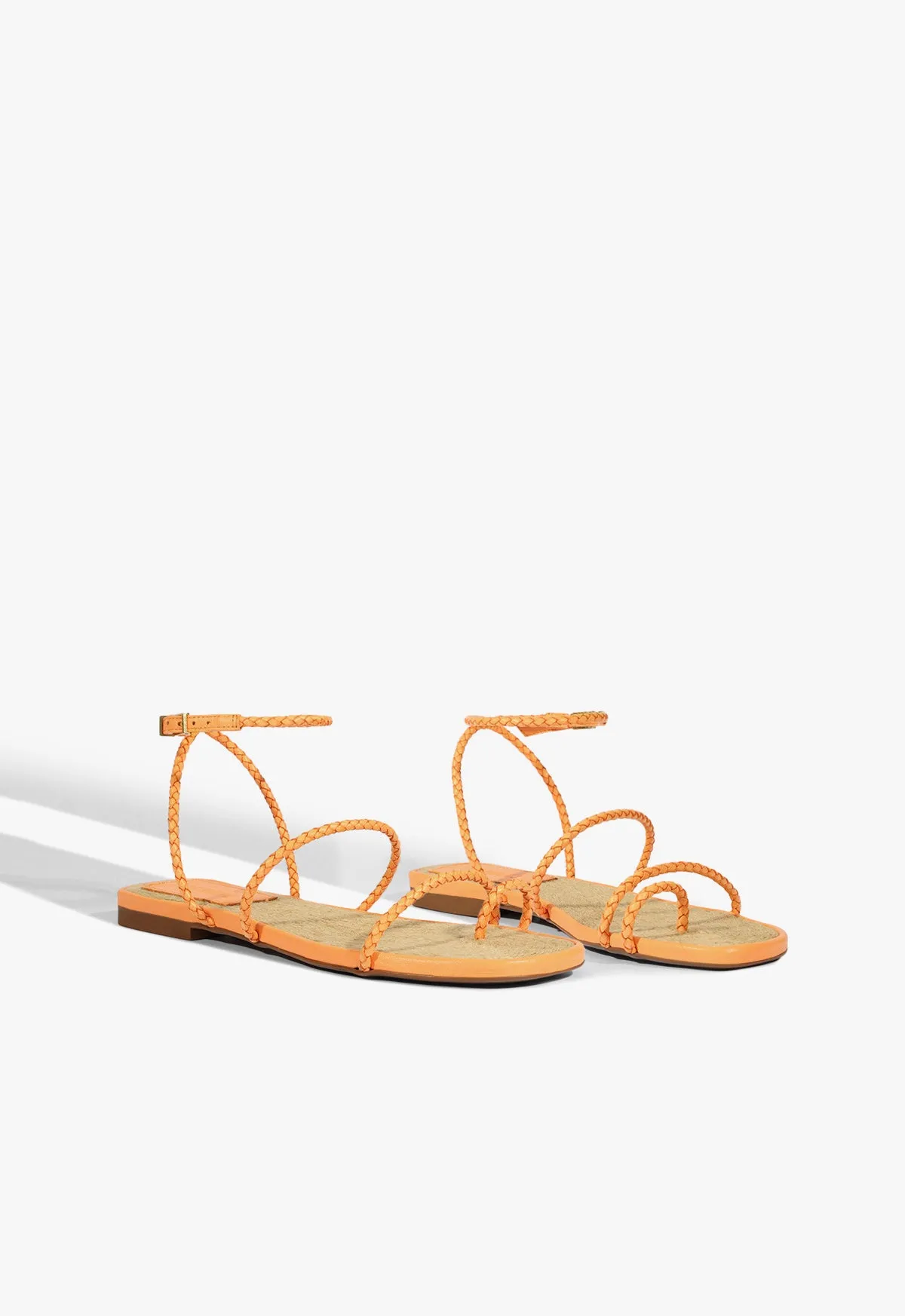 Kaya Orange Leather Flat Sandal Functional Calm Core-Centric