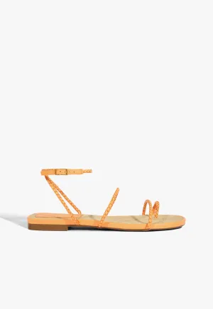 Ease In Design City-Form Kaya Orange Leather Flat Sandal