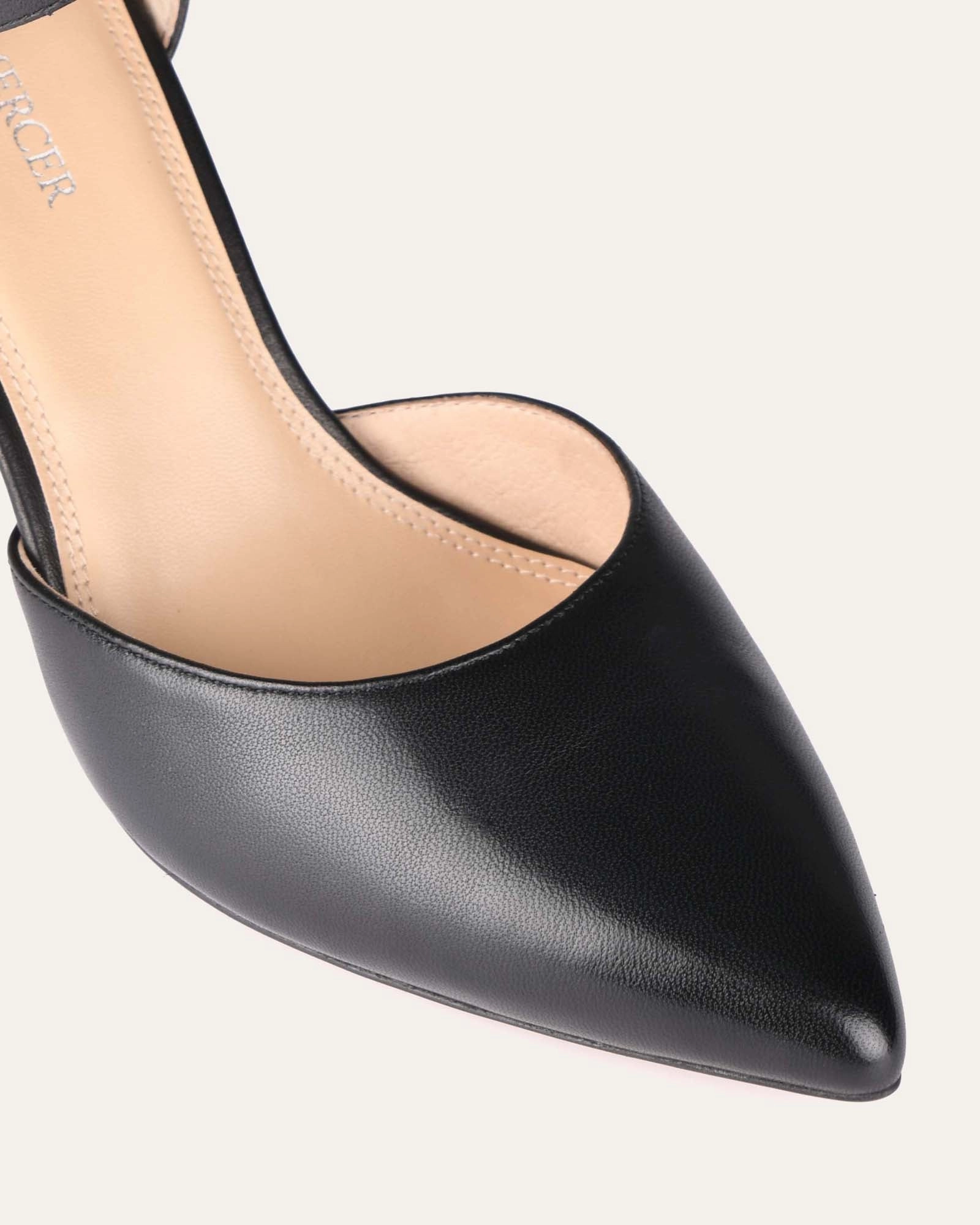 Alma Mid Heels Black Leather Minimal Mode