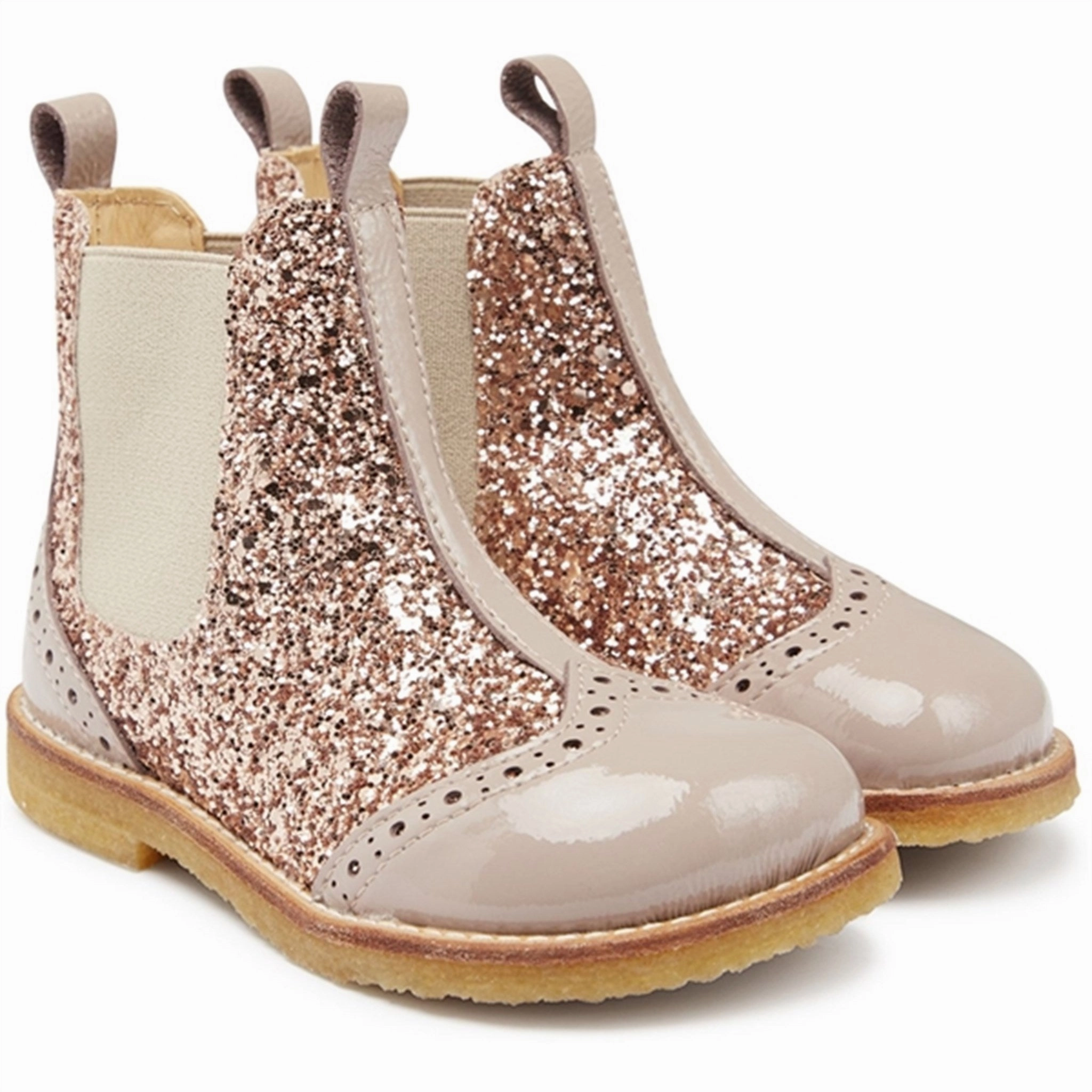 Updated Basics Layer With Ease Angulus Chelsea Boots With Glitter Dusty Almond/Maple Glitter/Elastic