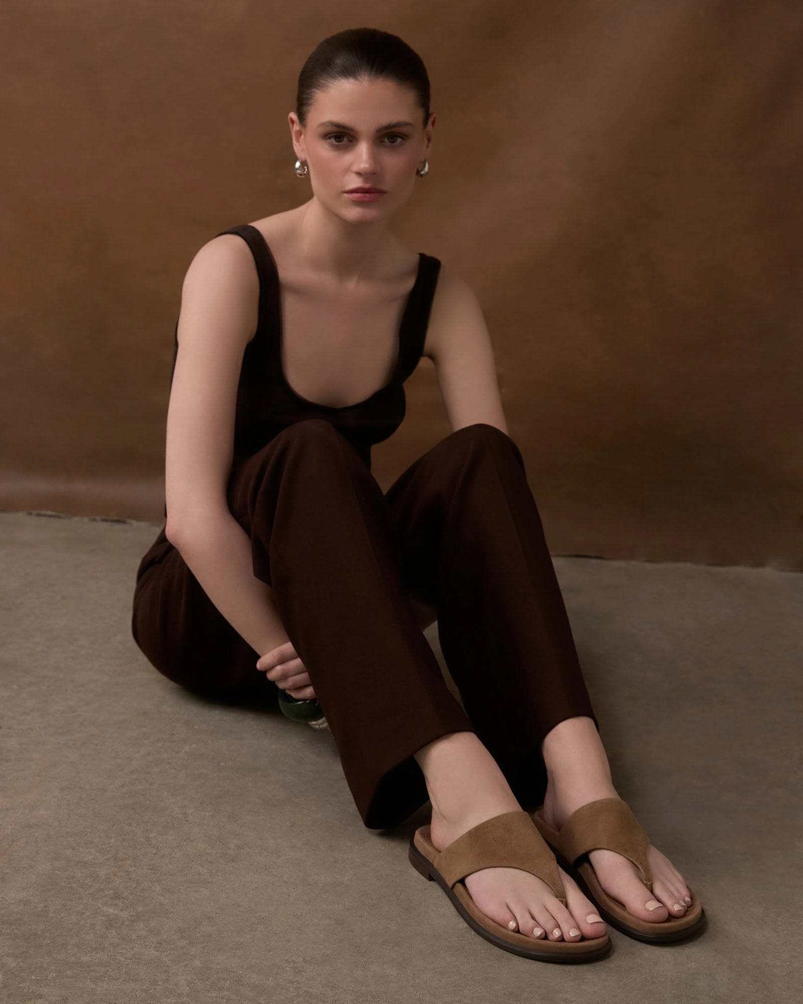 Style Simplified Toby Flat Sandals Latte Suede