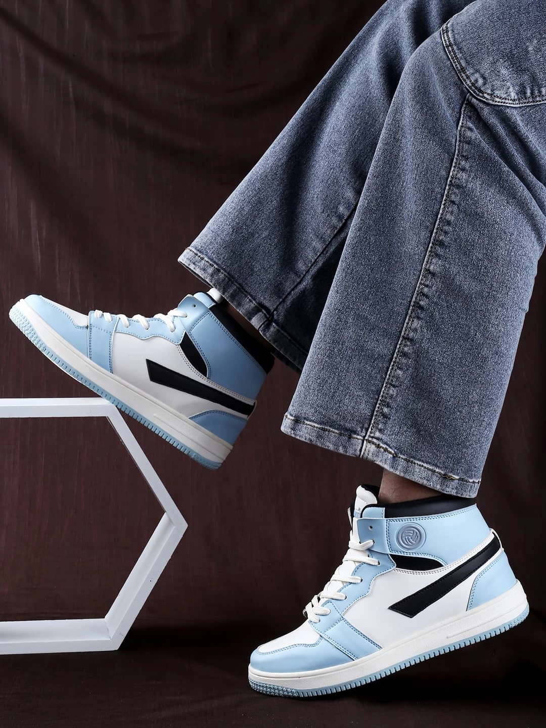 Bacca Bucci Femme High-Top Harmony SneakersElegant Pastel Blue And Pink Women'S Lace-Ups Flowline Fashion