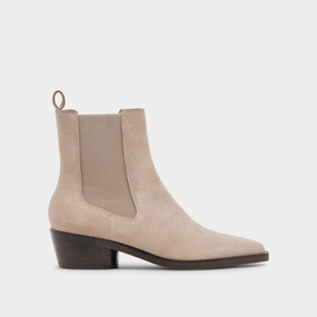 Wear With Intent Minimalist Edge Foster Booties Taupe Suede