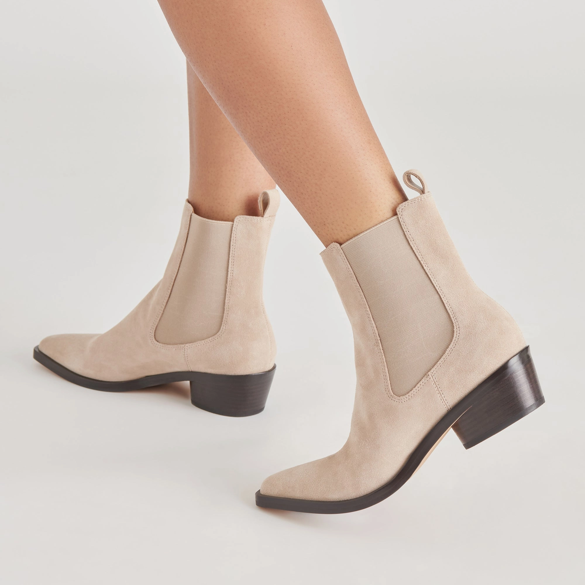 Foster Booties Taupe Suede Ease In Motionwear Crafted Minimal