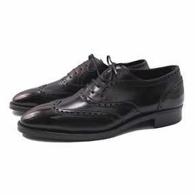 Full Brogue Wingtip Oxford Shoe Mto - Black And Brown Patina Future Lines