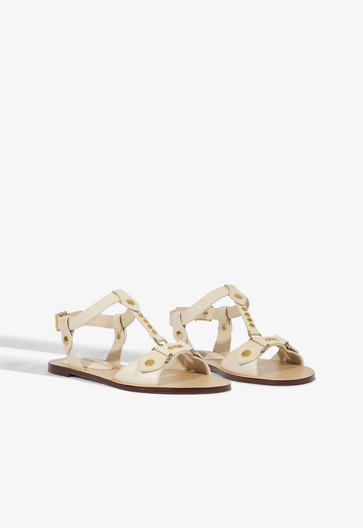 Step Into Rhythm Precision-Made Stevie White Leather Flat Sandal