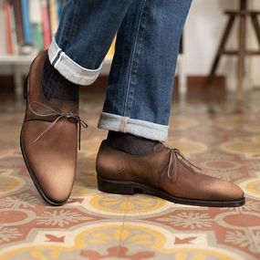 Edge-Layered Modern Evolution Eduardo Derby Shoe - Sepia Patina