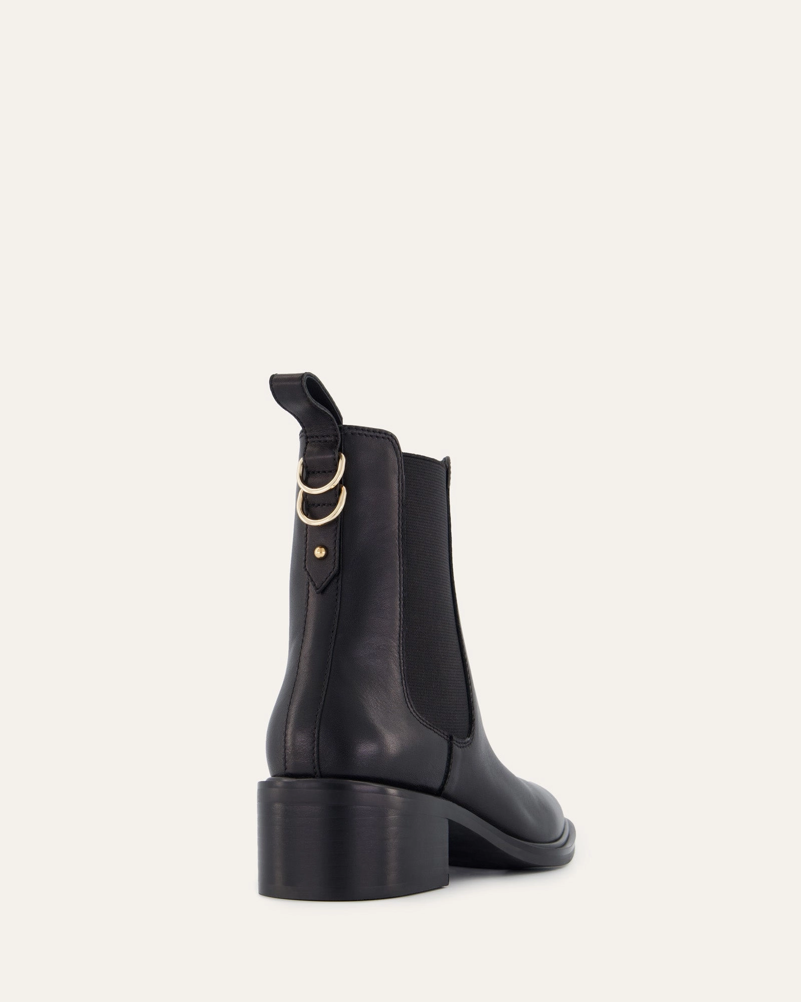 Core Function Bold Details Mona Flat Ankle Boots Black Leather
