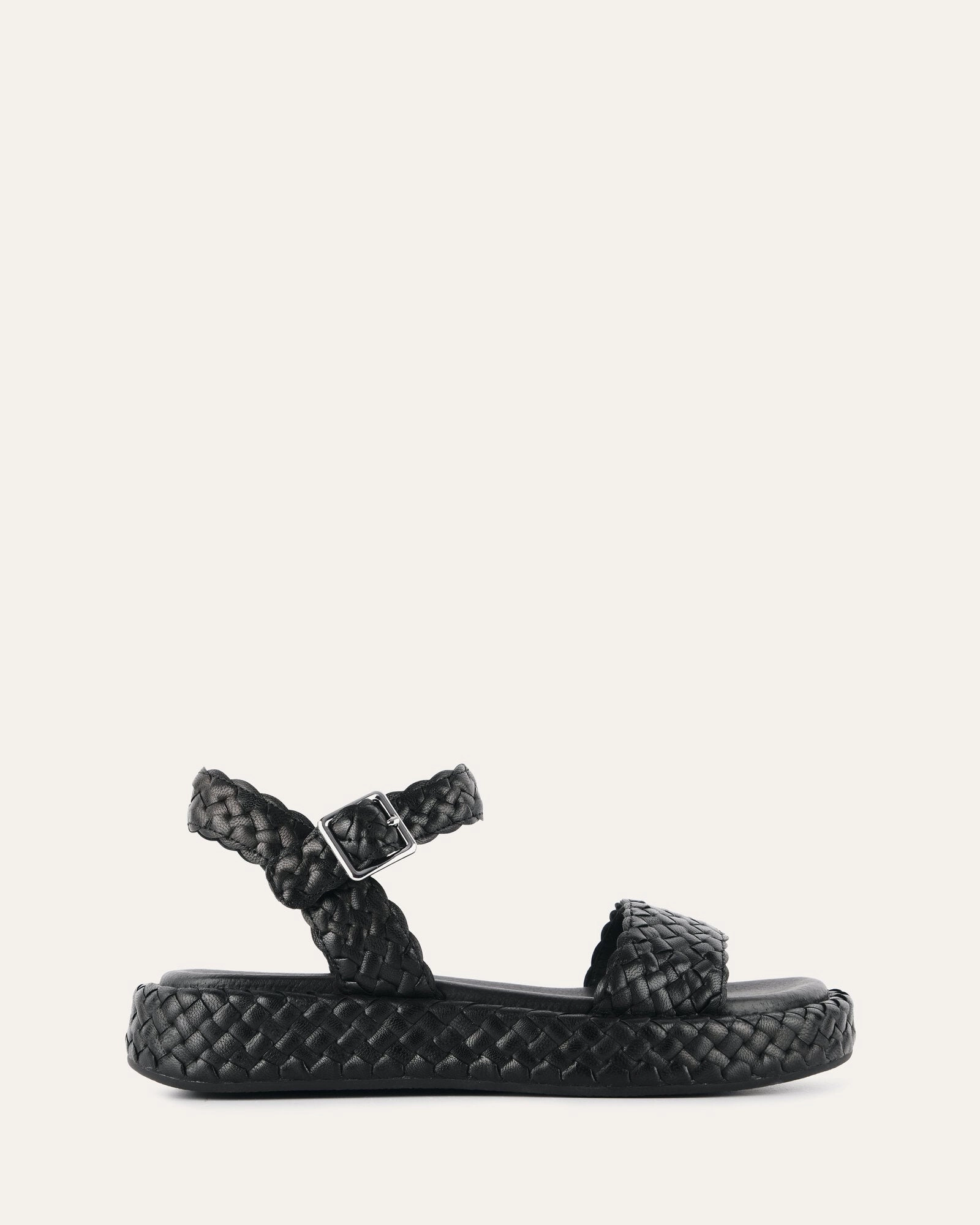 Poppy Flat Sandals Black Leather Your Daily System