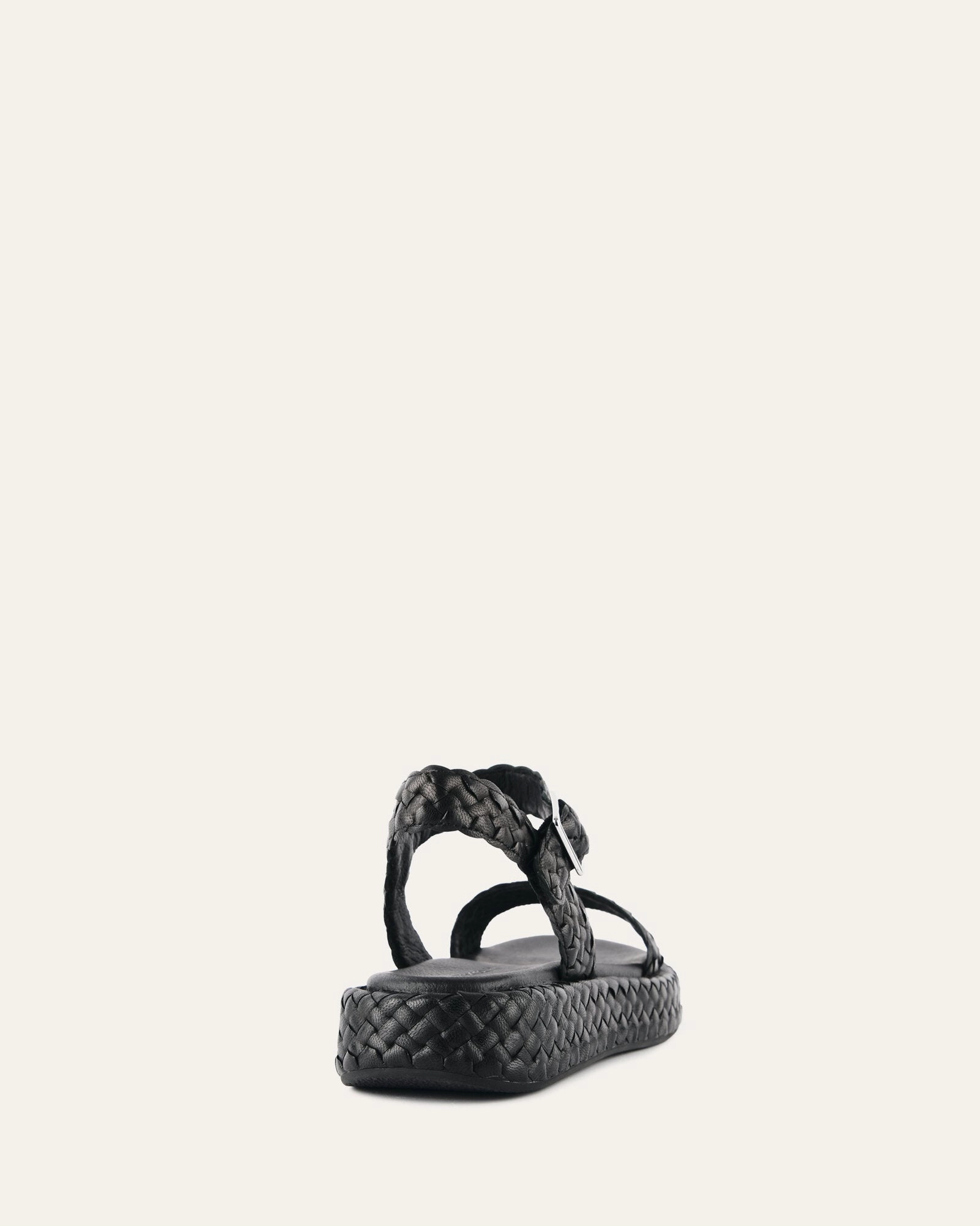 Calm Crafted Poppy Flat Sandals Black Leather