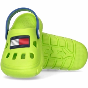 Tommy Hilfiger Flag Comfy Sandal Lime Green/Royal Easy Polish Optimized Outfitwear