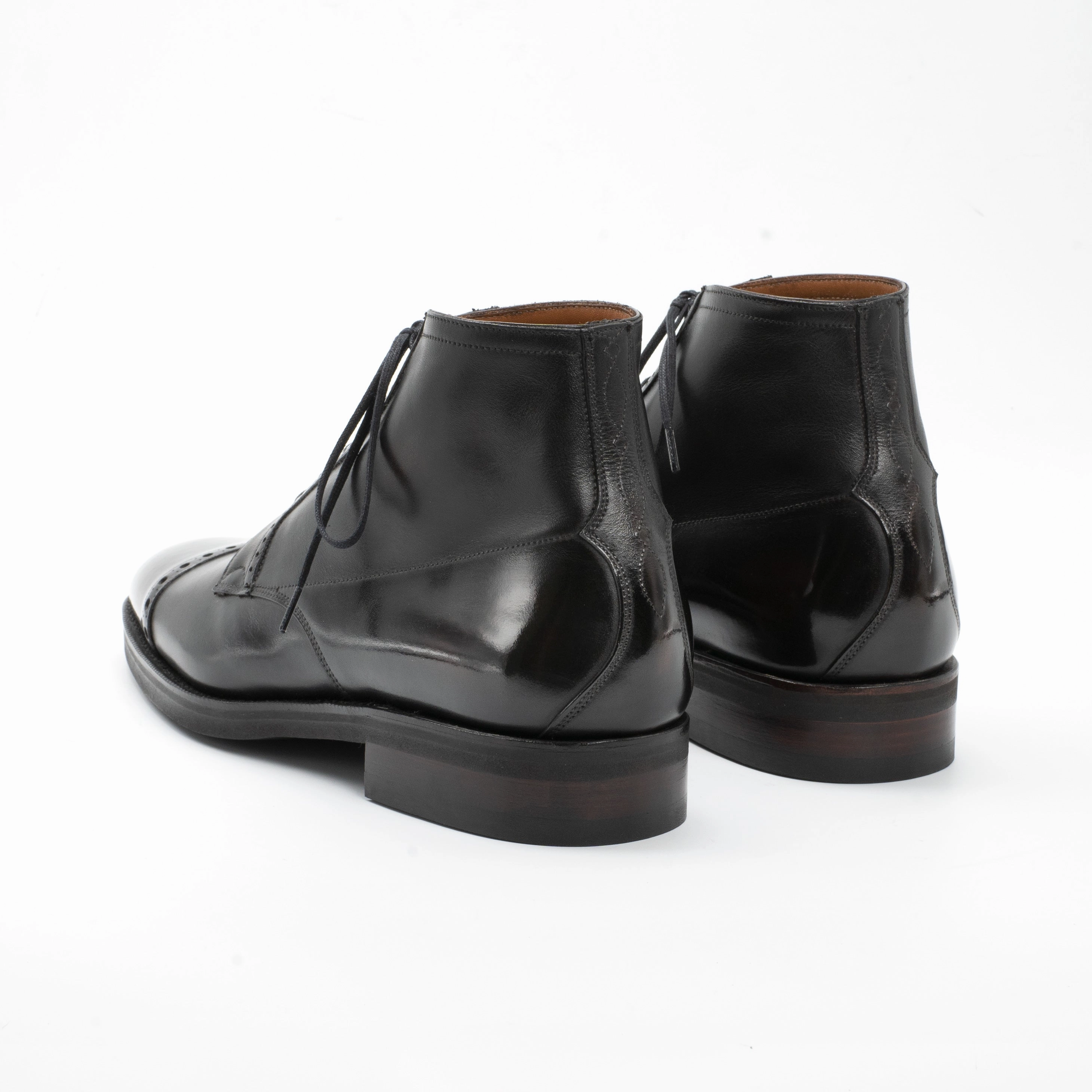 Express In Ease Crafted Flow Brossa Derby Boot Mto - Ebony Handmade Patina
