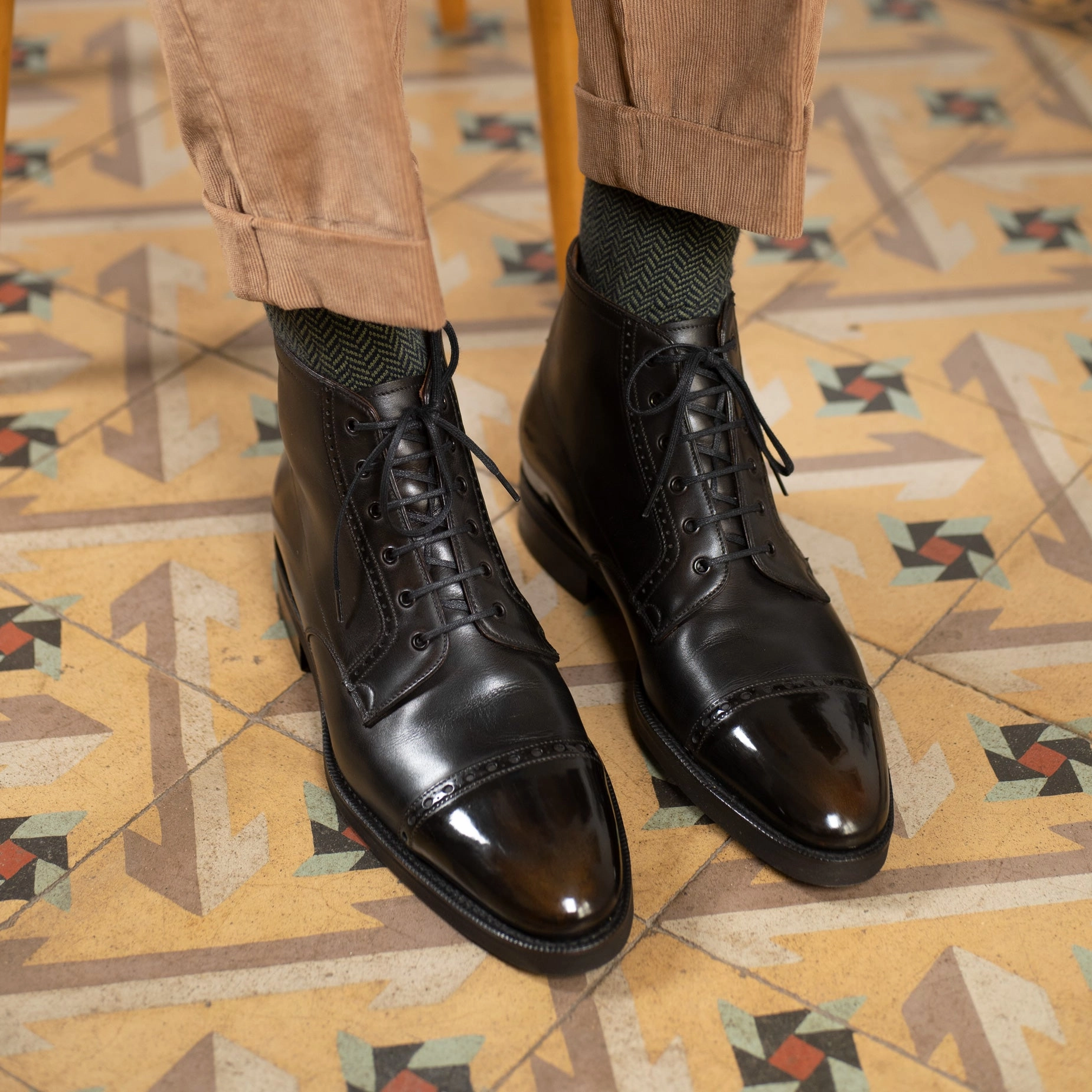 Quiet Vibe Brossa Derby Boot Mto - Ebony Handmade Patina