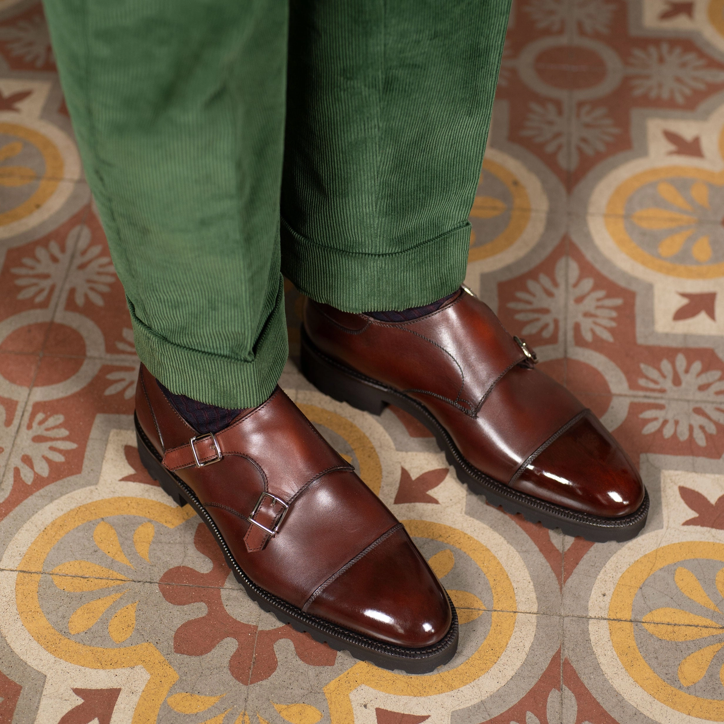 Elevated Minimal Joseph Double Monk Shoe - Marron Mediterraneo