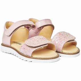 Angulus Sandal W. Velcro Rosa/Rosa Glitter Clean Citywear Shape Your Day