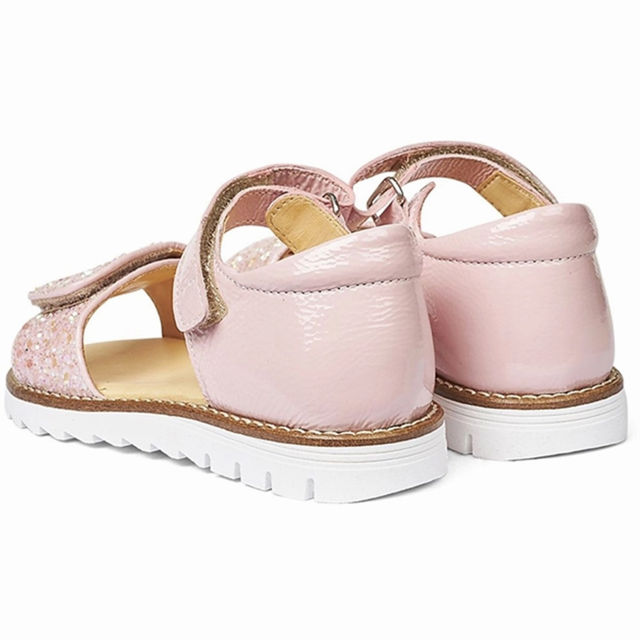 Angulus Sandal W. Velcro Rosa/Rosa Glitter Quiet Cool
