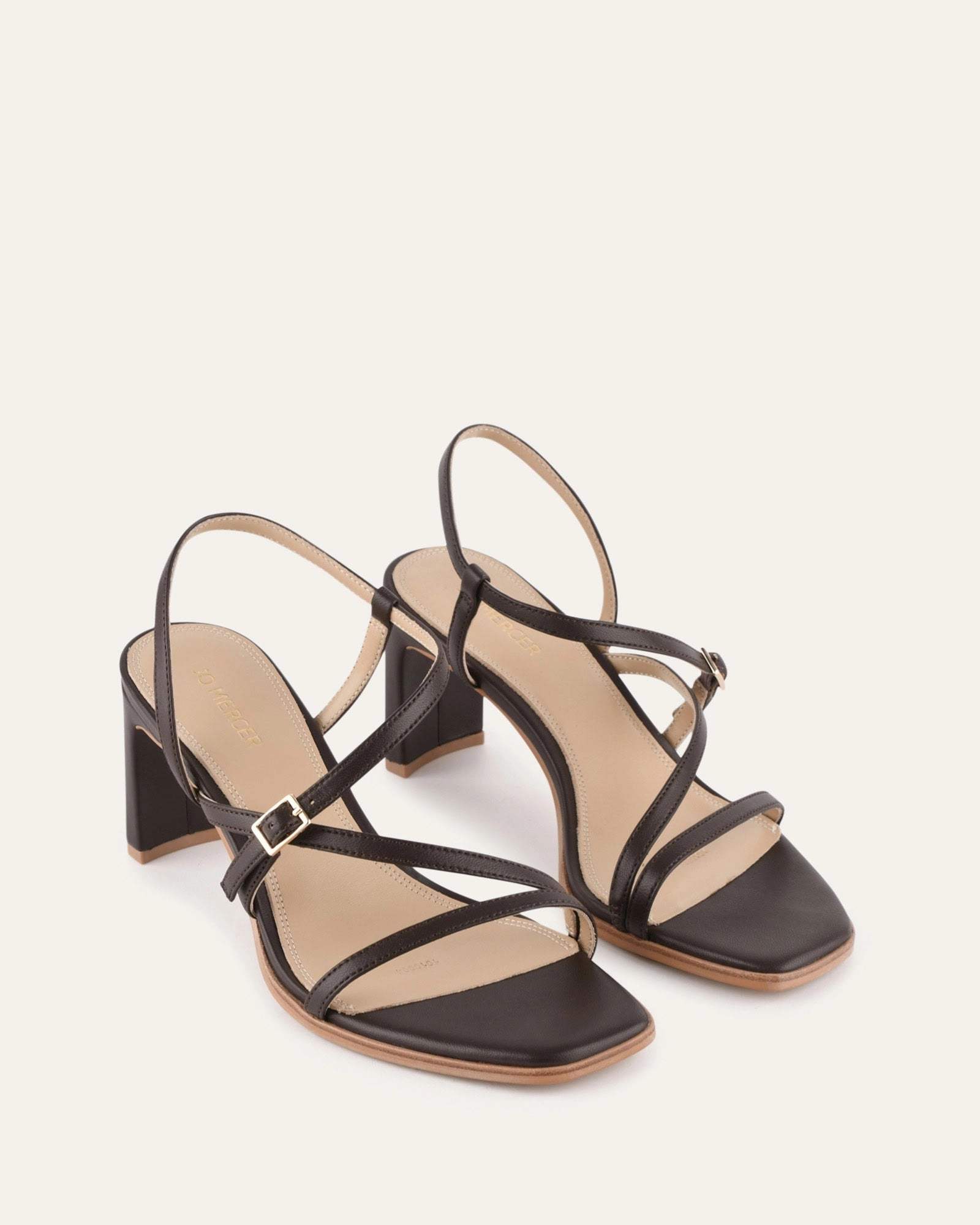 Nala Mid Heel Sandals Bitter Choc Leather Comfort-Driven
