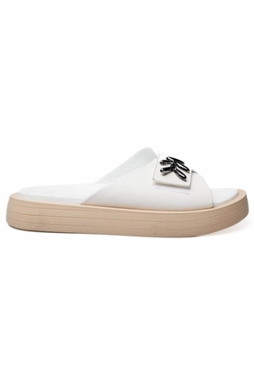 Form Plus Function Refined Balance Old Iron Leather Slides In Bianco