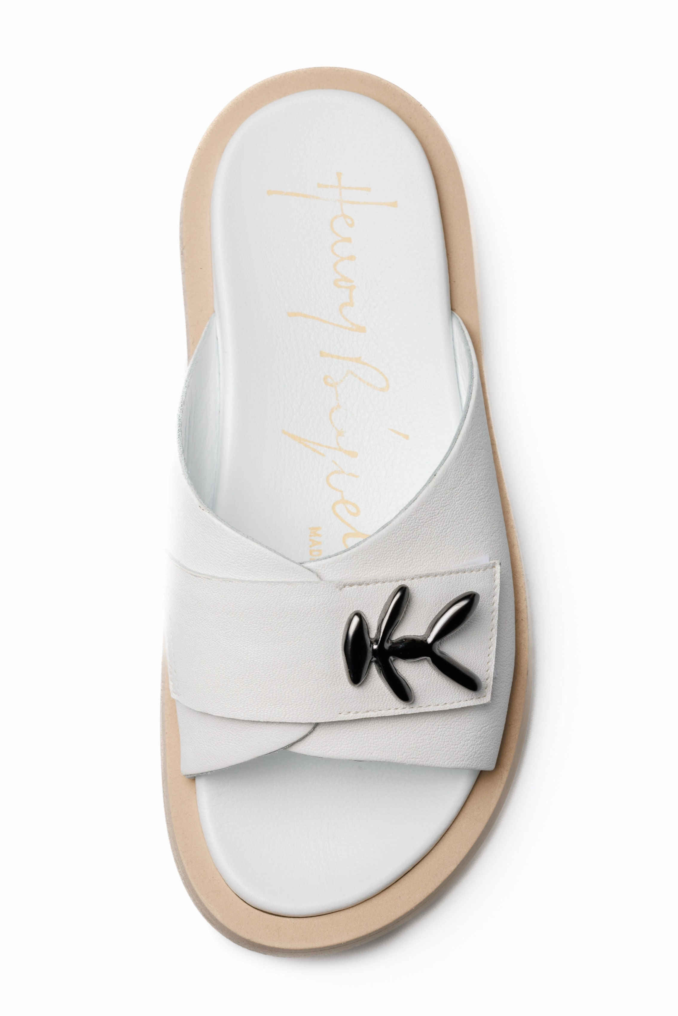 Unified Fit Old Iron Leather Slides In Bianco