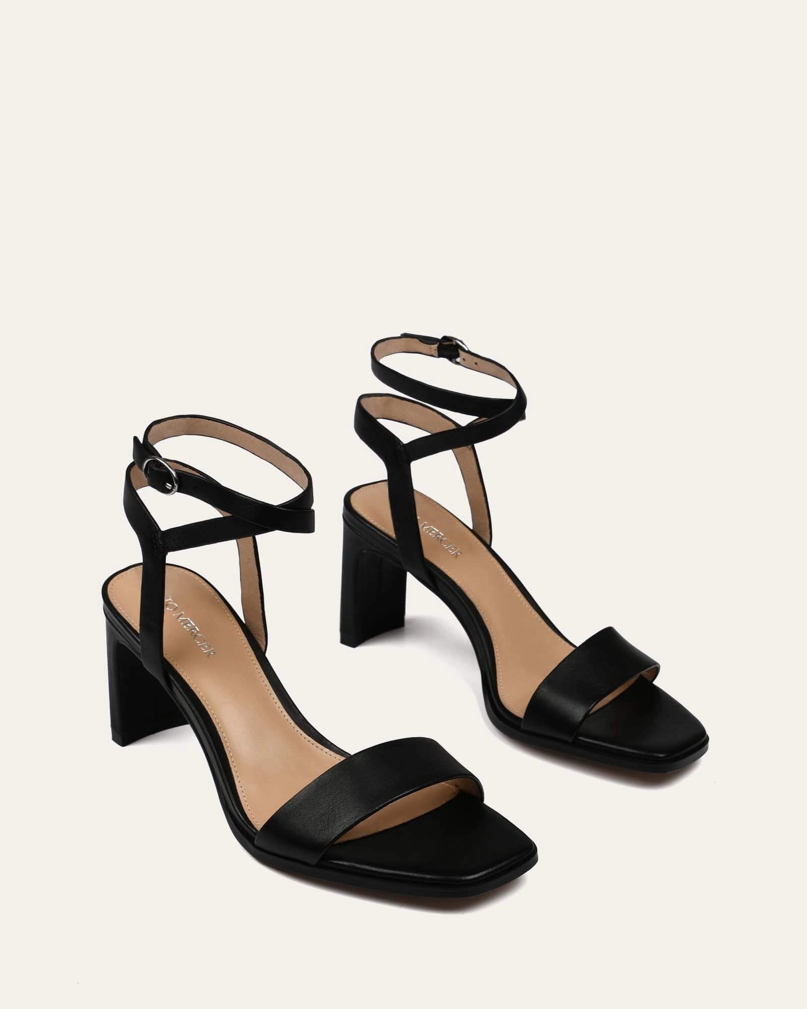Style Made Easy Refined Chill Natsu Mid Heel Sandals Black Leather