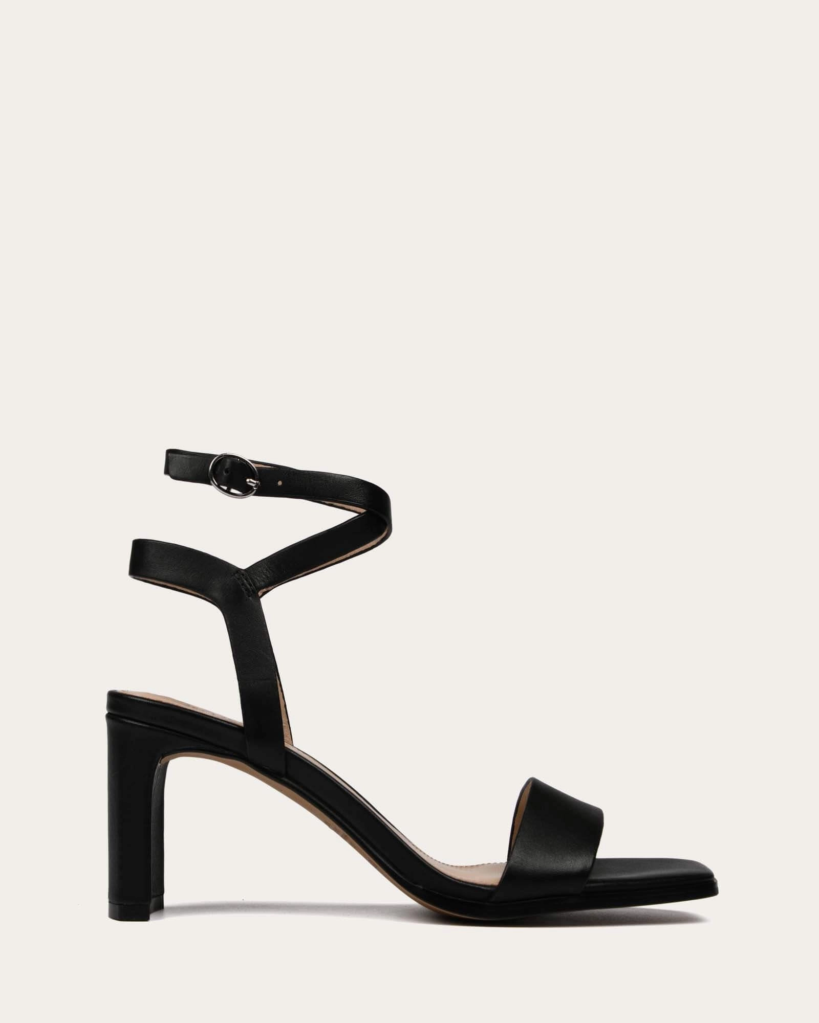 Daily Essentials Natsu Mid Heel Sandals Black Leather