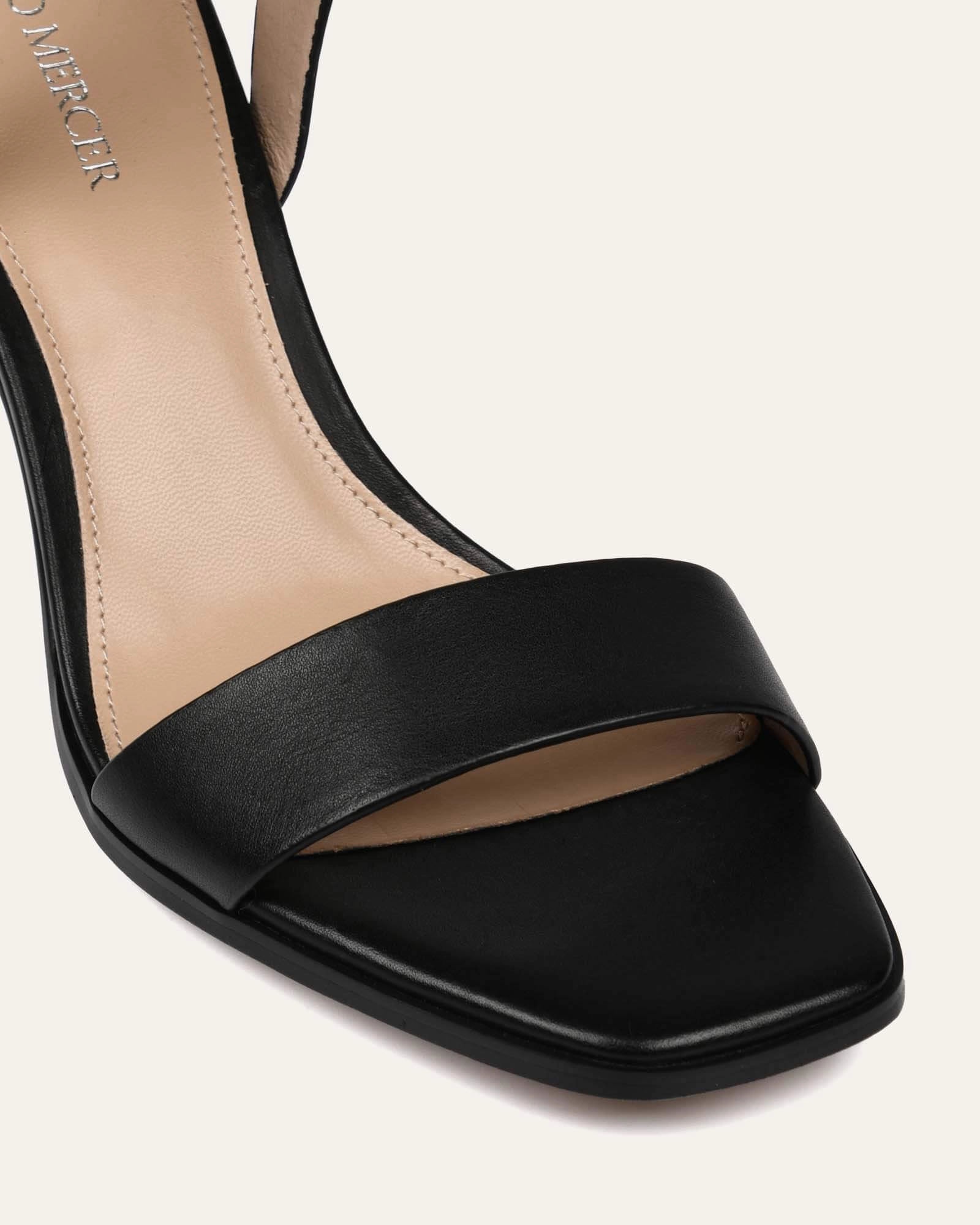 Fit To Live Natsu Mid Heel Sandals Black Leather